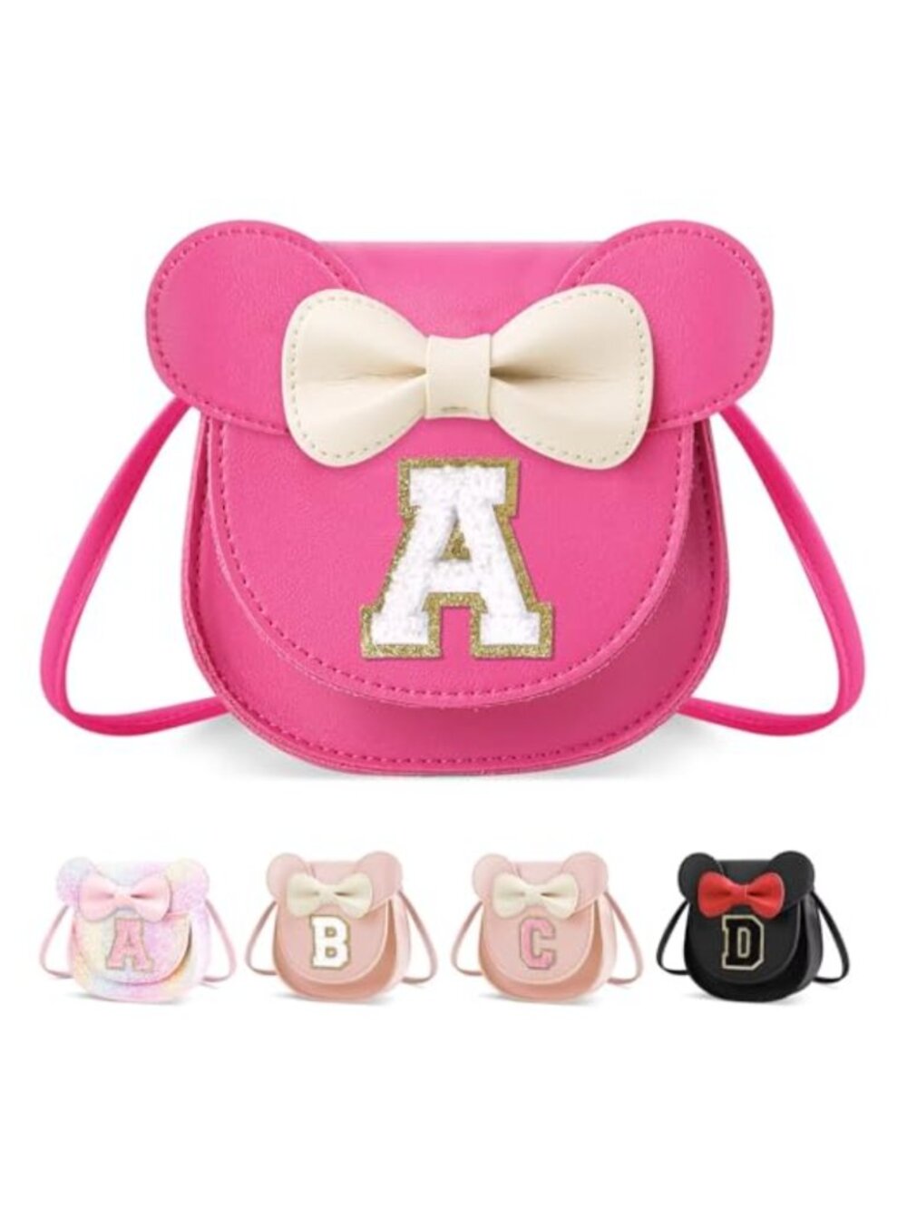 Faux Leather Toddler Purse for Girls Cute Mouse Ear Bow Crossbody Wallet